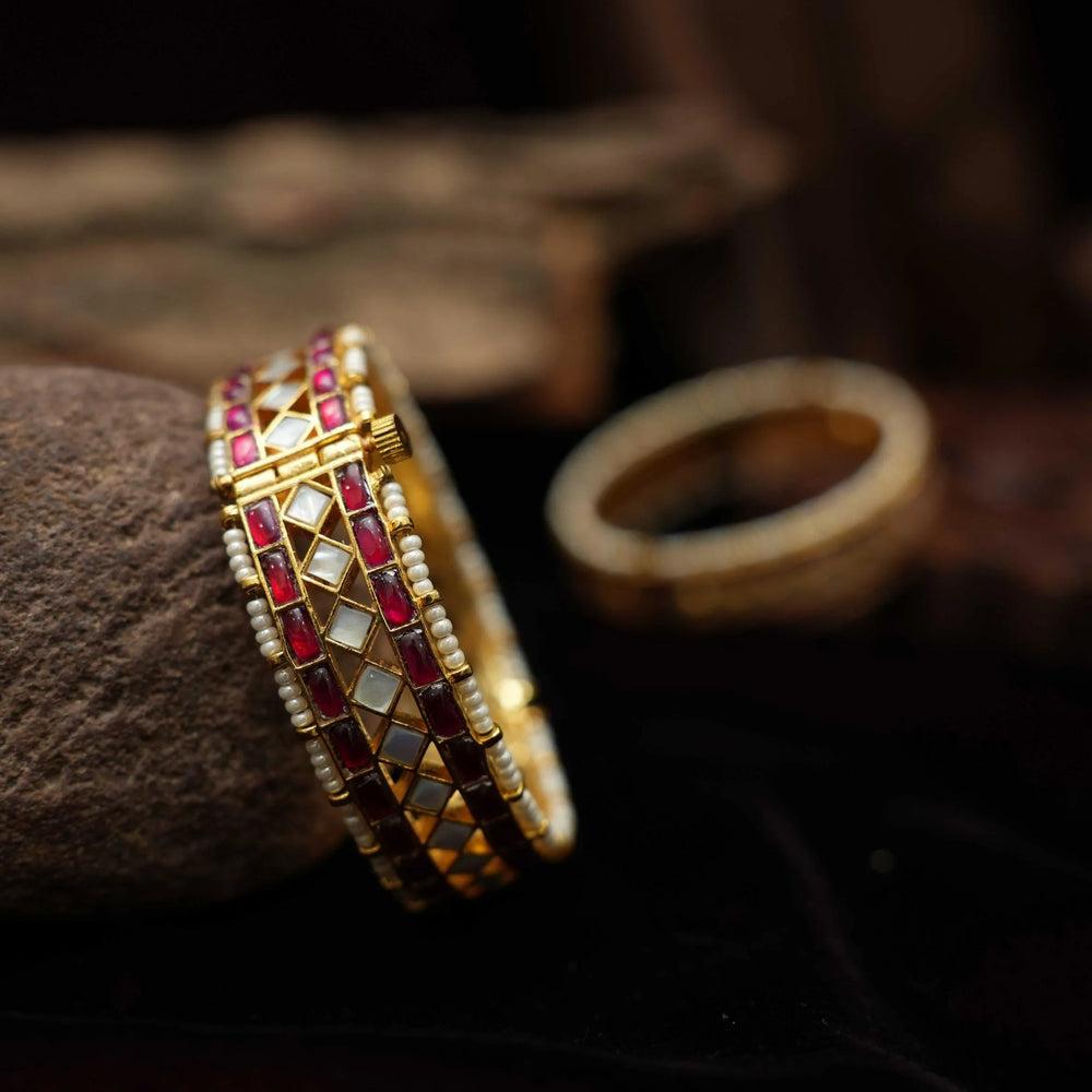 Gold Plated RehaaJadau Polki Bangles