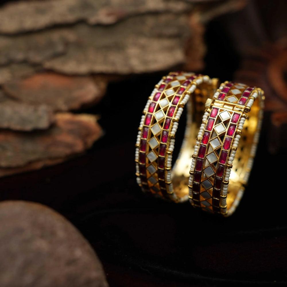 Gold Plated RehaaJadau Polki Bangles
