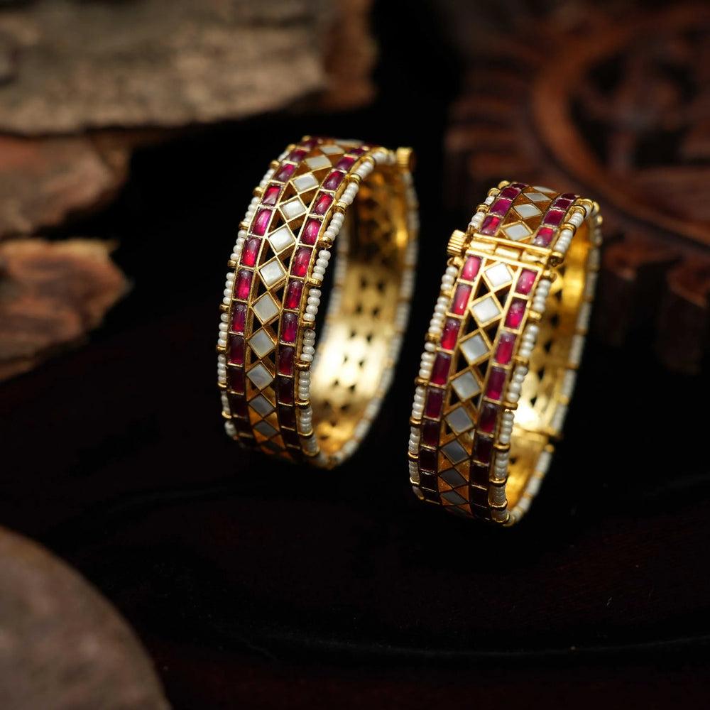 Gold Plated RehaaJadau Polki Bangles