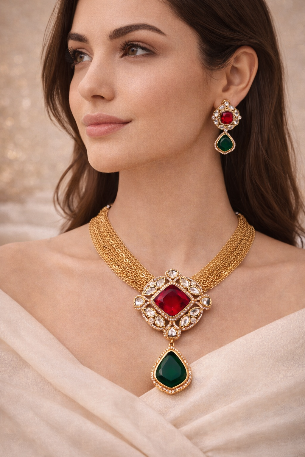 Russian Emerald Rubi Necklace-G755300