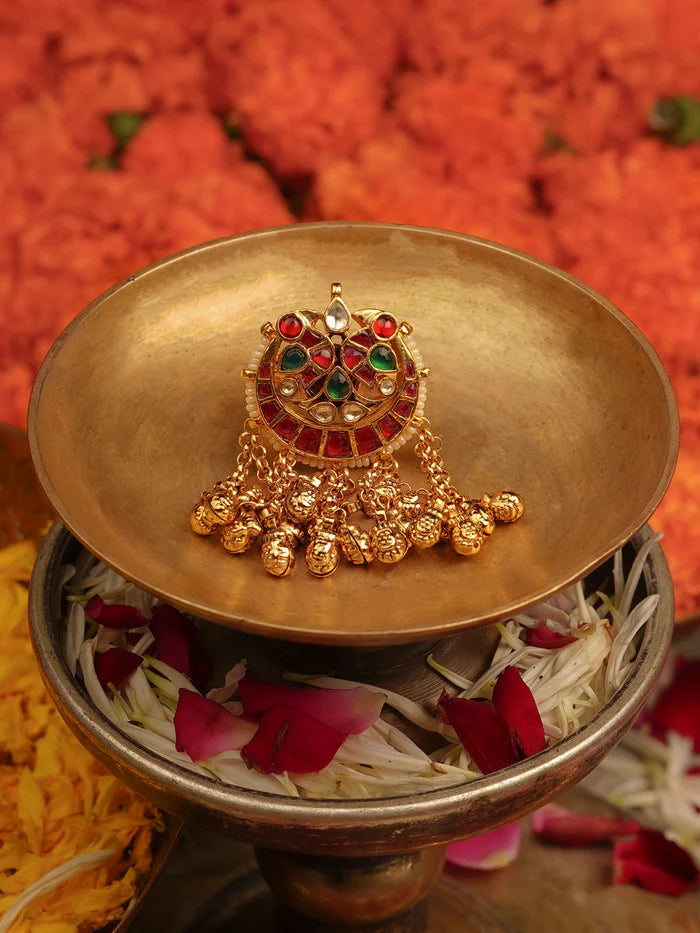 Gold Plated Jadau Kundan Motif Ring
