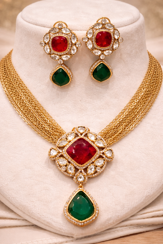 Russian Emerald Rubi Necklace