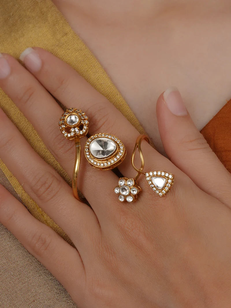 Gold Plated Faux Polki Ring