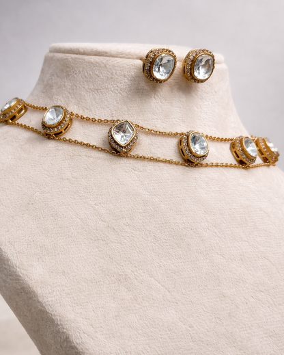 Mossainite Choker Necklace Set-G351500