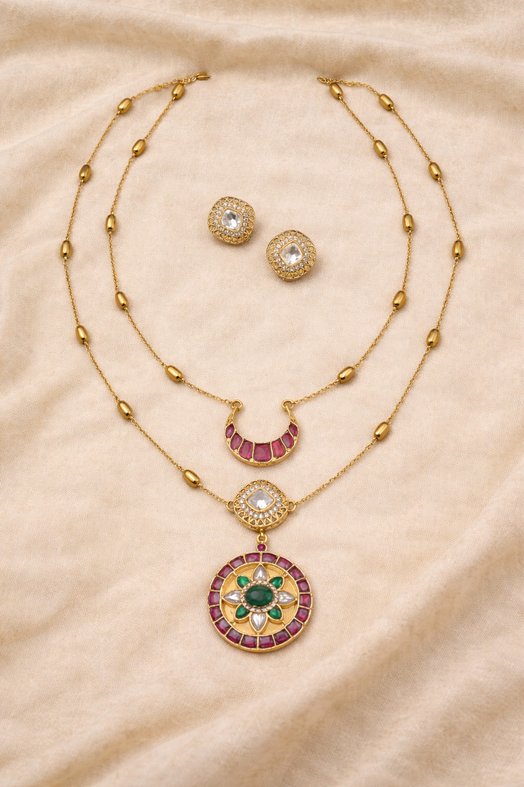 Jadav Two Line Pendent Set