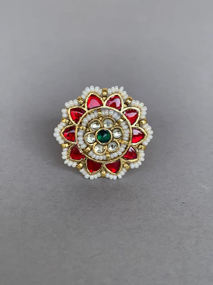 Gold Plated Pachi Kundan Ring