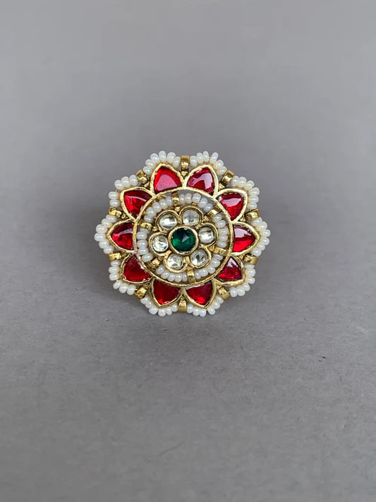 Gold Plated Pachi Kundan Ring