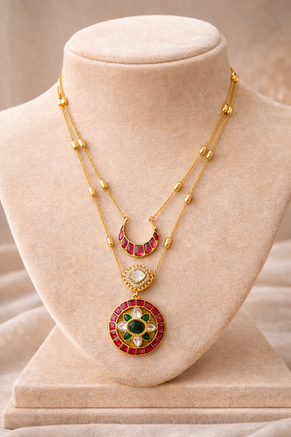 Jadav Two Line Pendent Set