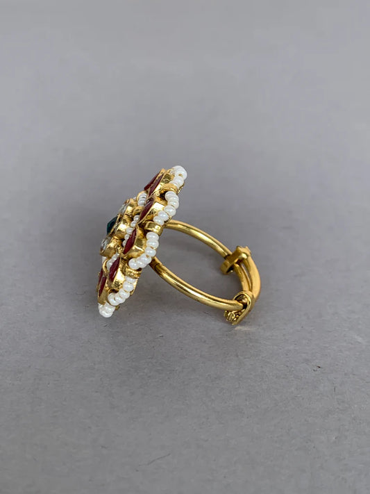 Gold Plated Pachi Kundan Ring