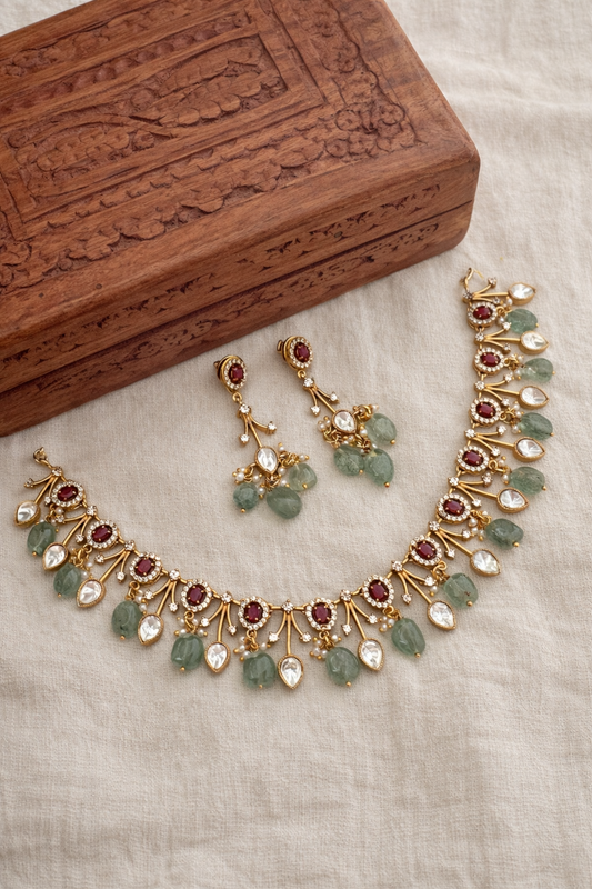 Rubaa Mossainite Rubby Necklace