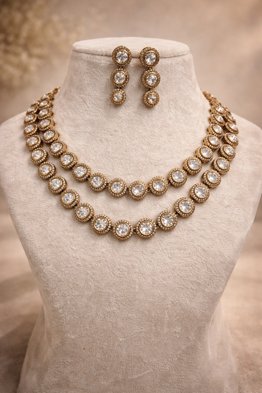 Two Line Mossainite Necklace Set