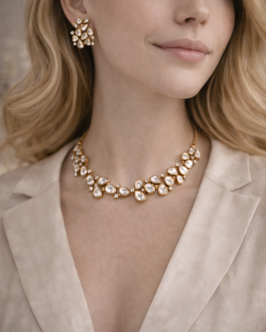 Asymmetric Mossainite Necklace Set-G356600