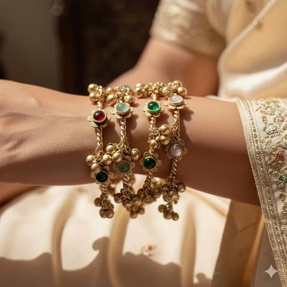 Chan Chan Multi-Color Gold-Plated Ghungroo Bangle Set