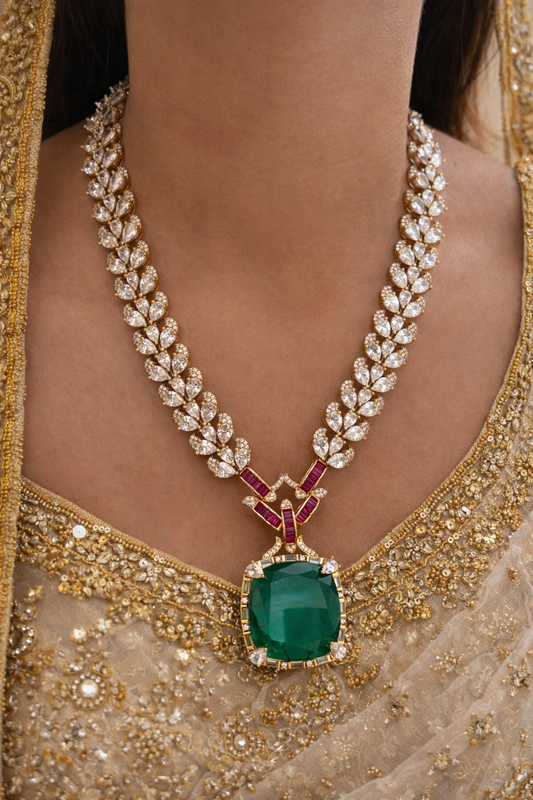 Royal Emerald Designer Diamond Necklace