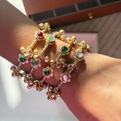 Chan Chan Multi-Color Gold-Plated Ghungroo Bangle Set