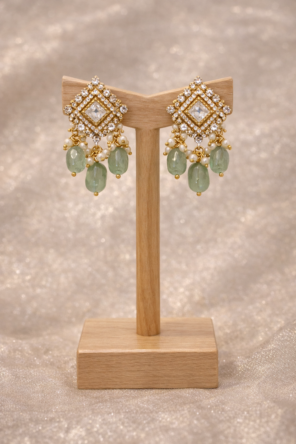 Royal Ruby & Polki Choker Set with Mint Bead Drops