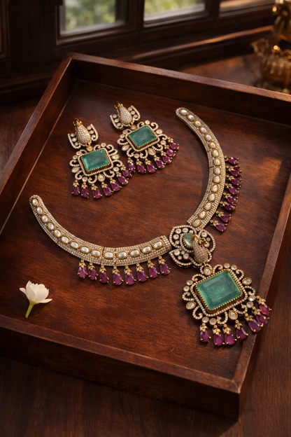 Royal Emerald & Ruby Victorian Choker Set