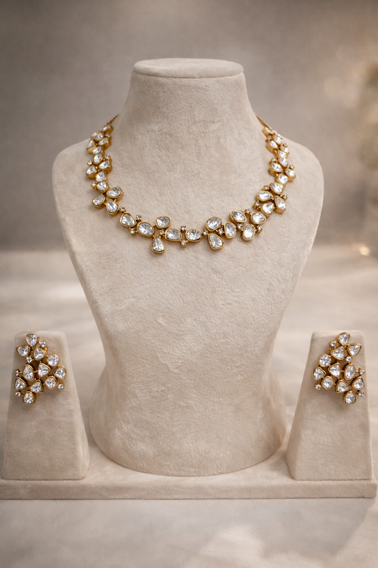 Asymmetric Mossainite Necklace Set