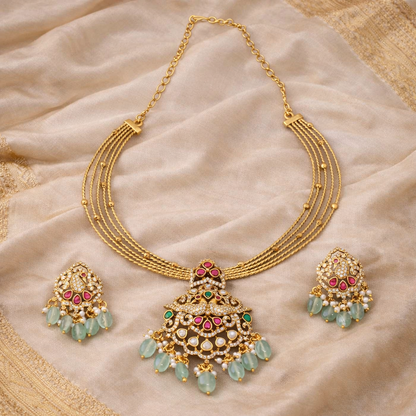 Antique Stiff Haasli with Mossainite Pendants