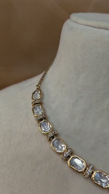 Moissanite Gold-Tone Necklace Set-G422400