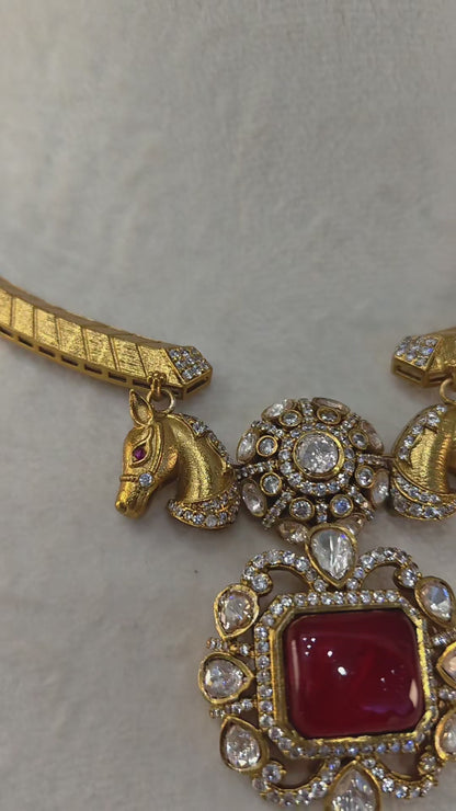 Moissanite Ruby Hasli Choker Set-G426200
