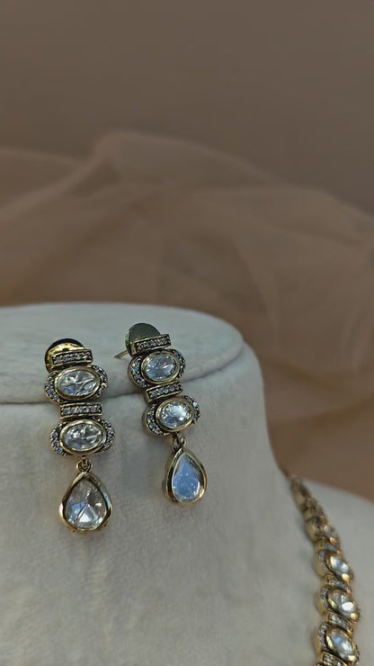 Moissanite Gold-Tone Necklace Set-G423500