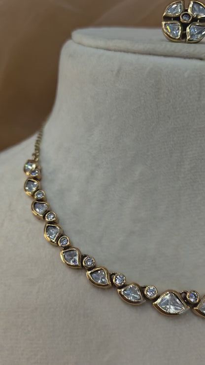 Moissanite Gold-Tone Necklace Set-G422400
