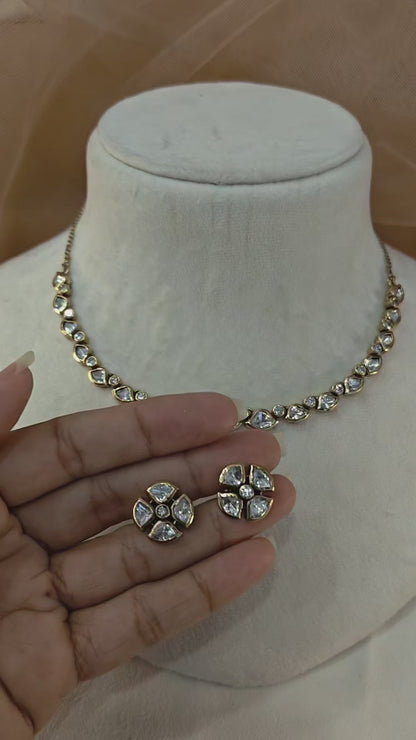 Moissanite Gold-Tone Necklace Set-G422400