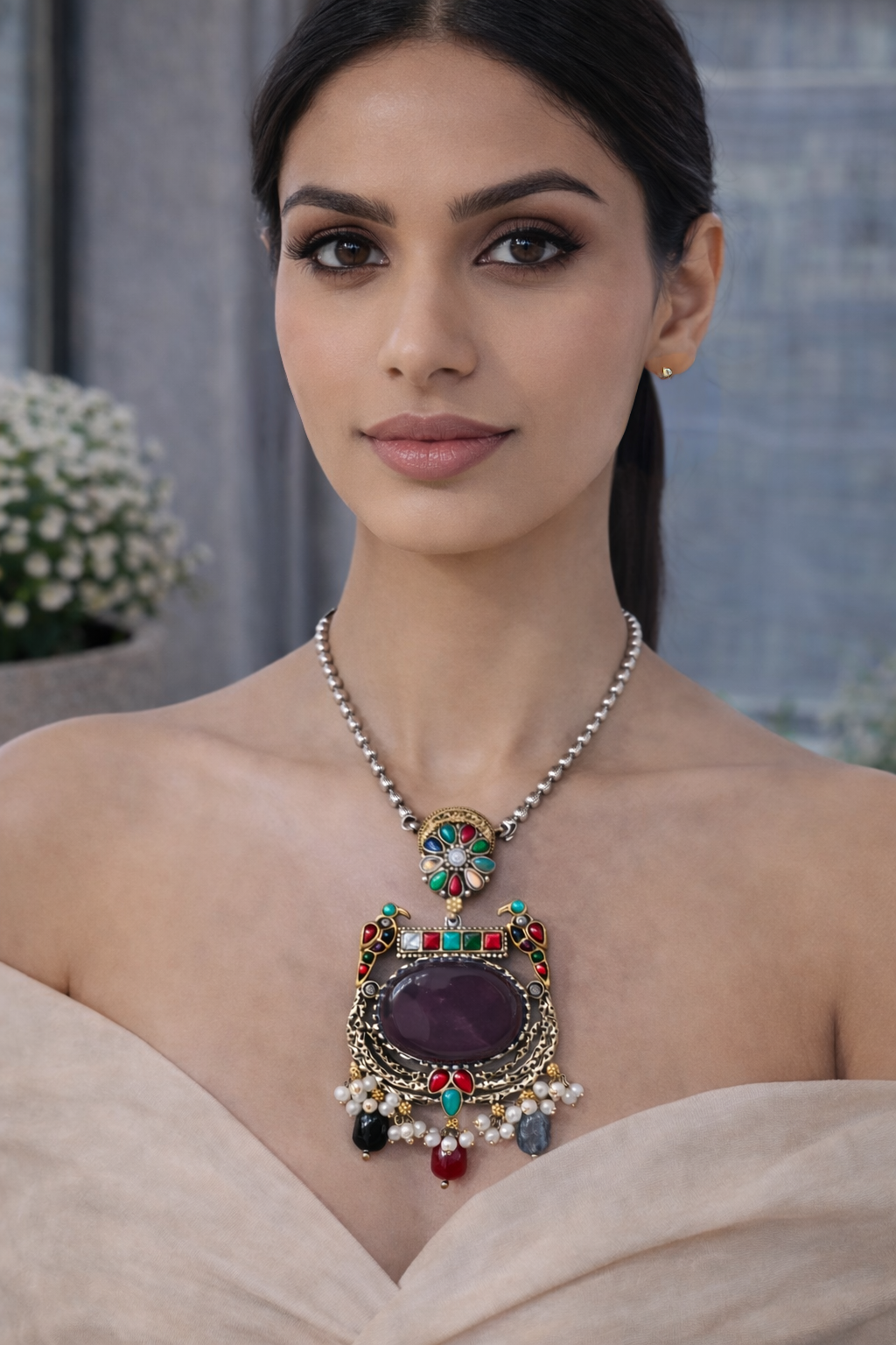Fusion Dual-Tone Kundan & Pearl Jewellery Set-G351900