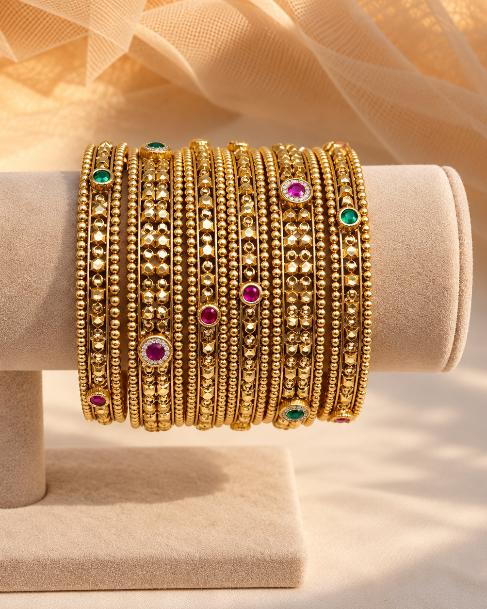 Gold plated Chandan Bangles(Set of 6)-02150