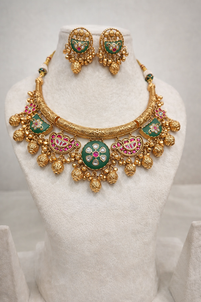 Artistic Designer Rajwadi Heritage Hasli Choker Necklace Set