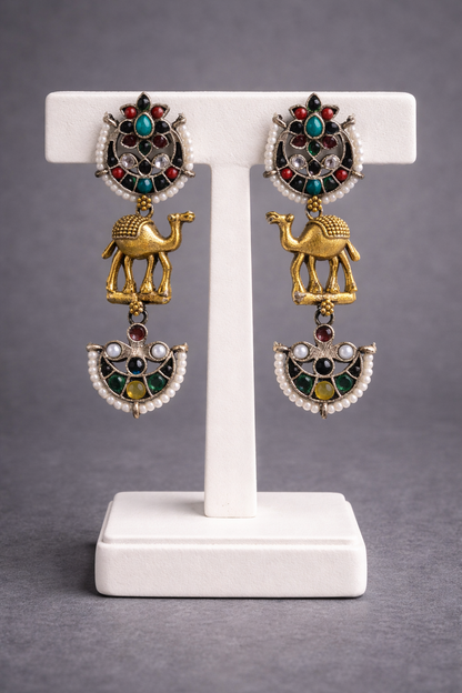 German Silver & Gold-Tone Animal Motif Hasli Necklace Set-G353500