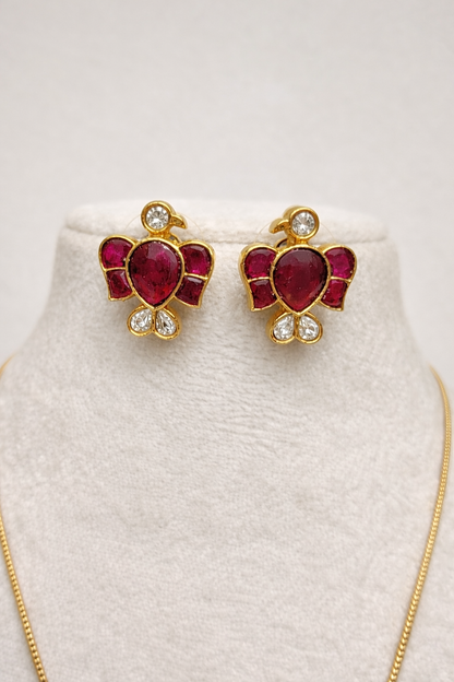 Pachi Kundan Pendant Chain with Matching Studs-G352500