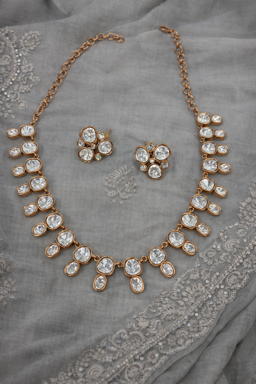 Gold Plated Mossonite Necklace Set