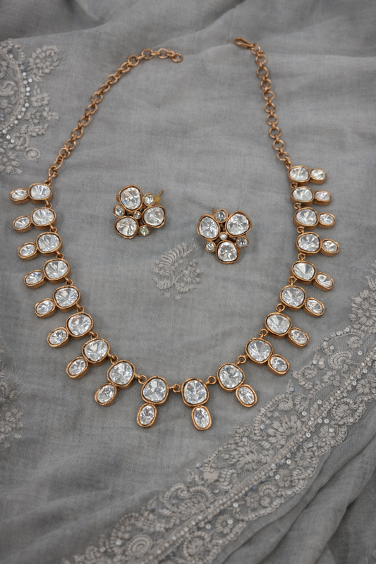 Gold Plated Mossonite Necklace Set