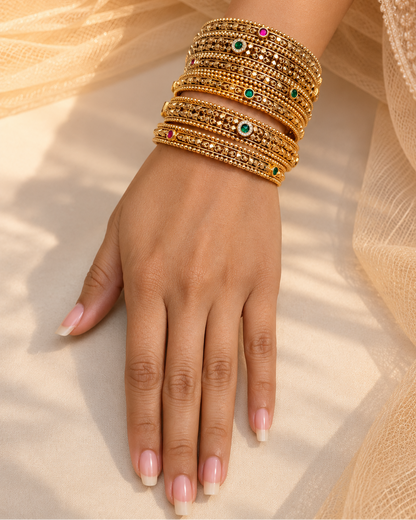Gold plated Chandan Bangles(Set of 6)-02150