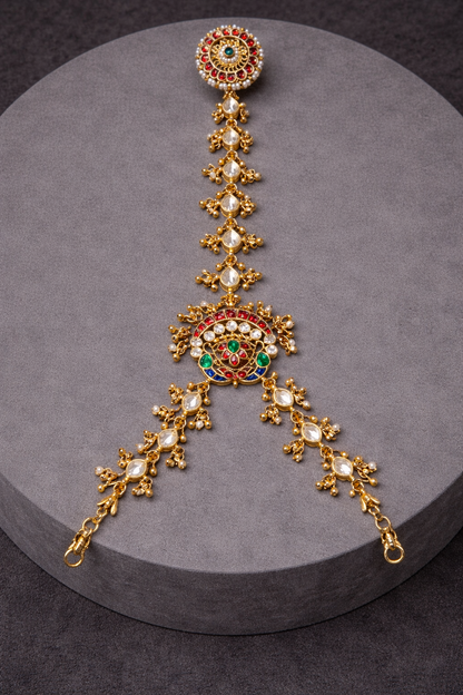 Jadau Pachi Kundan Haath Phool Hath Harness-G354300