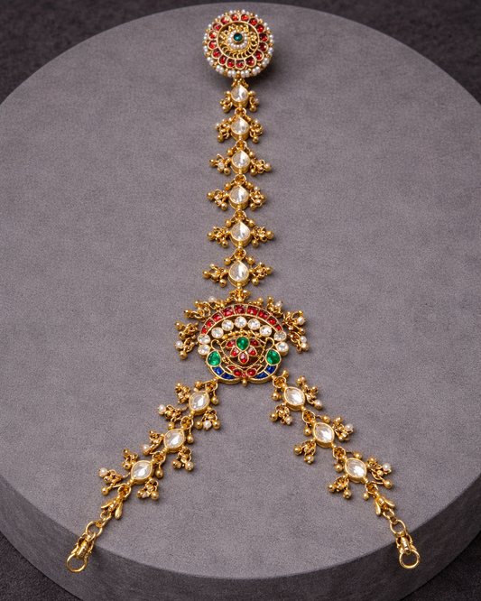 Jadau Pachi Kundan Haath Phool Hath Harness-G354300