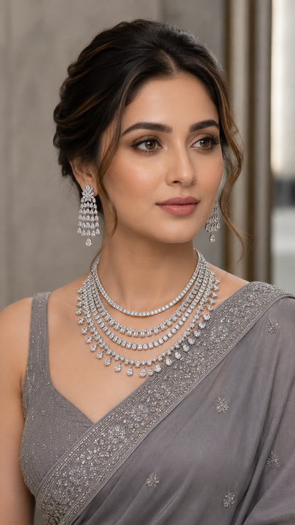 Radiant Tiered Diamond Statement Necklace-G75