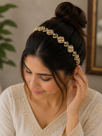 Jadau Kundan Mathapatti Hairband-G393400