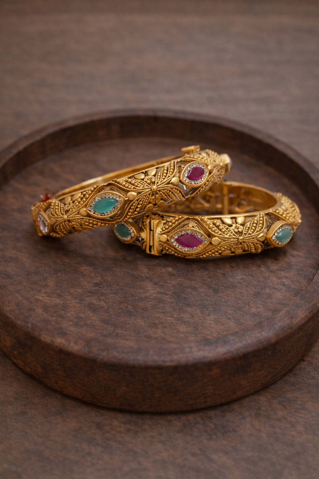 Antique Golden Heritage Bangles(Set of 2)
