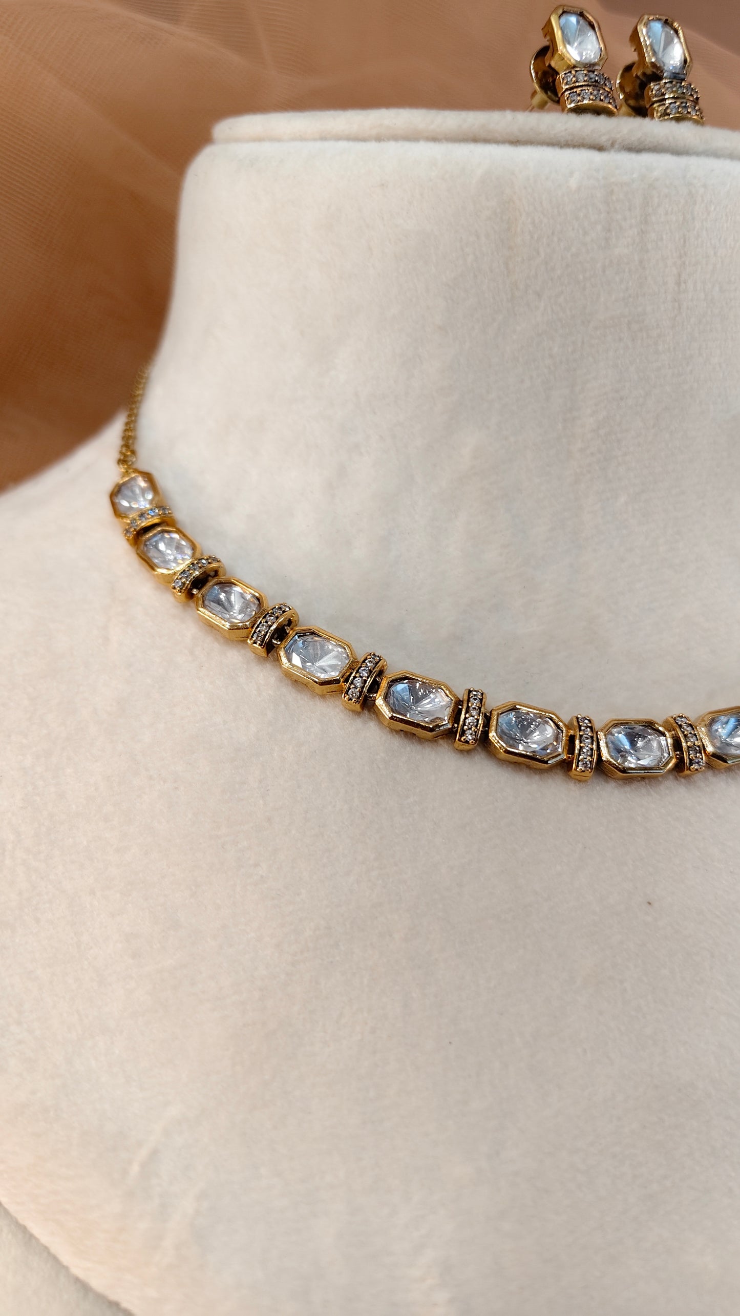 Moissanite Gold-Tone Necklace Set-G422400