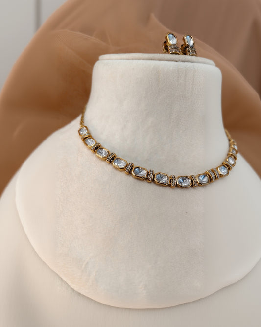 Moissanite Gold-Tone Necklace Set-G422400