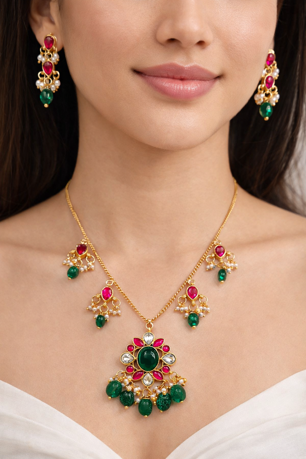 Teardrop Kundan Jadau Invisible Necklace