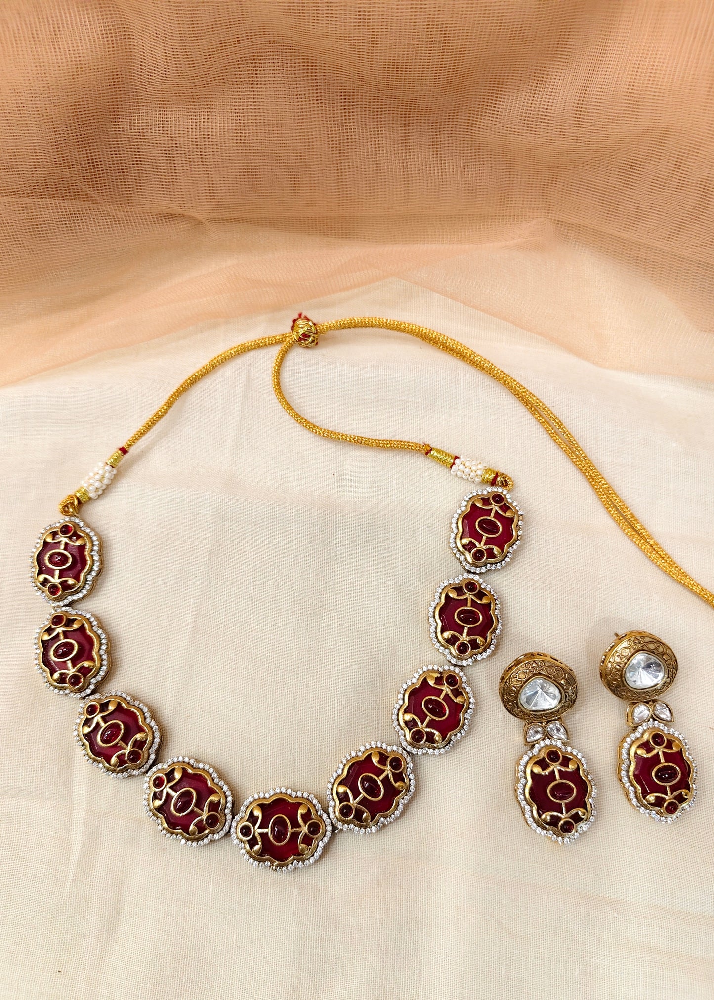 Ruby Sabyasachi Necklace Set-G353000