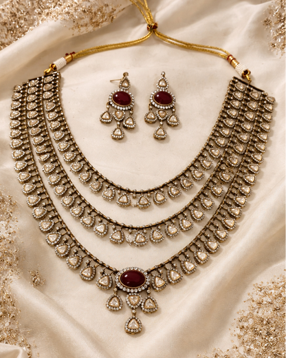 3-Layered Mossointe Bridge Necklace set-G3511200