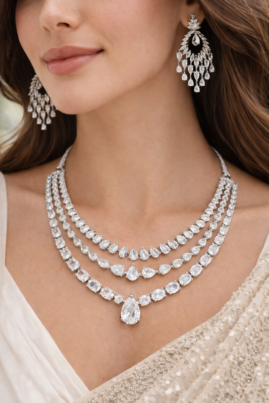 Zircon & American Diamond Necklace Set