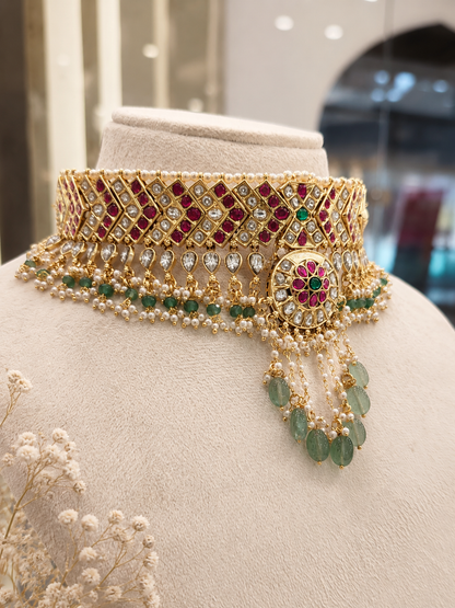 Handcrafted Jadau Kundan & Polki Choker Set-G117000