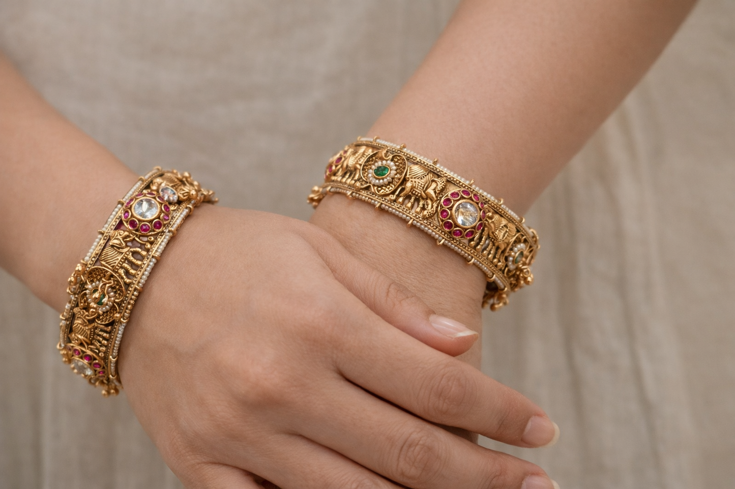 Elephant Meenakari Heritage Bangle(Set of 2)
