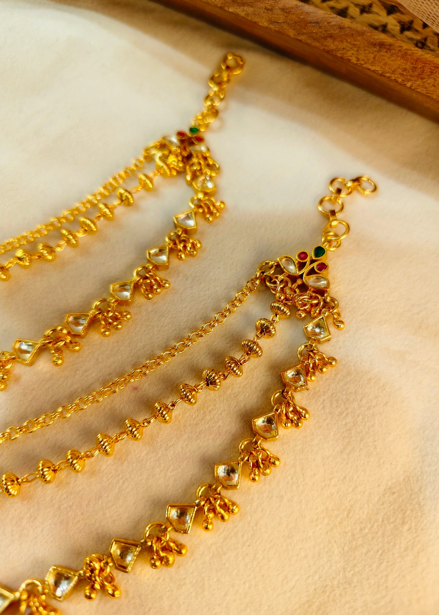 Gold Plated white Jadau Kansar(Pair)-G352800